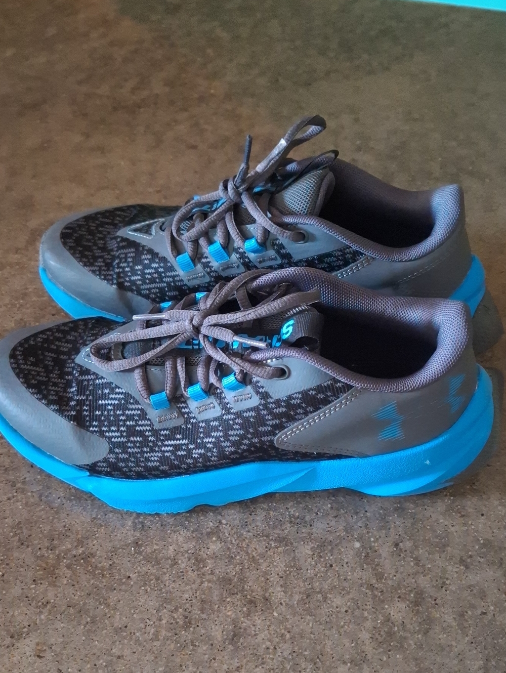 Under Armour Kids Gray and Blue Athletic Sneakers